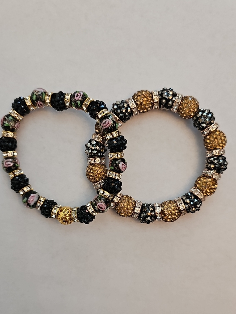 Gold & Black Beaded Stretch Bracelet Set - Women Jewelry
